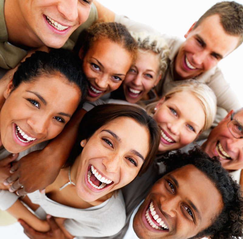A crowd of happy people
